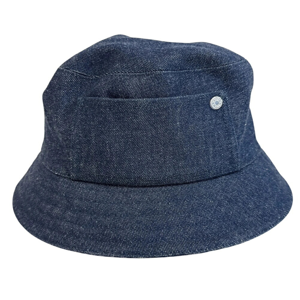 HERMES Elena Sellier Button Hat, Navy